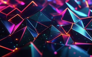 Картинка абстрактные, абстракция, геометрический, фигуры, фигура, 3д, 3d, рендеринг, дизайн, объем, треугольник, свечение, AI Art, ИИ арт, цифровое, арт, сгенерированный, AI, ИИ