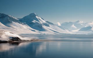 Картинка горы, лед, озеро, природа, зима, пейзаж, спокойствие