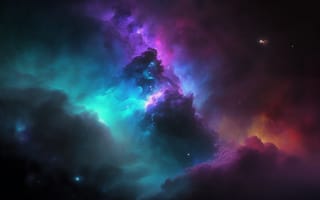 Картинка космос, звёзды, свечение, туманность, облако