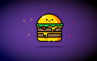 Картинка Cheeseburger,  5K,  4K,  Smiley,  Пурпурный,  Smile,  Burger,  Cheese,  Double