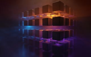 Картинка куб, объем, 3d, свечение, рендеринг