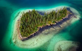 Картинка озера, озеро, природа, вода, пейзаж, лес, деревья, дерево, голубой, бирюзовый, остров, аэросъемка, с дрона, сверху, c воздуха