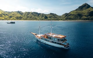 Картинка яхта, море, пейзаж, природа, остров, путешествие, отдых