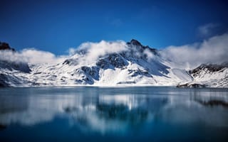 Картинка горы, озеро, природа, пейзаж, снег, небо, отражение