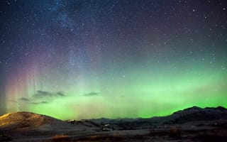 Картинка Исландия,  звезды,  ночь,  горы,  северное сияние,  4k,  5k