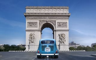 Картинка Париж,  автомобиль,  туризм,  путешествия,  памятник,  Триумфальная арка,  Франция