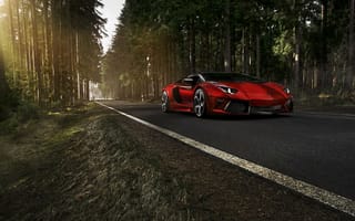 Картинка Lamborghini Aventador, Lamborghini, Ламборджини, Ламборгини, Aventador, люкс, дорогая, спорткар, машины, машина, тачки, авто, автомобиль, транспорт, лес, деревья, дерево, природа, дорога, красный