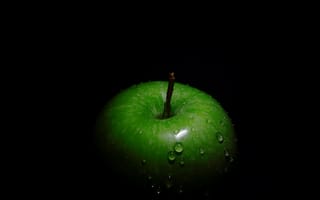 Картинка Зелёное яблоко,  Чёрный,  Amoled,  Яблоко,  Зелёное