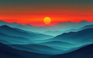 Картинка закат, горы, природа, пейзаж, небо, цвета, обои
