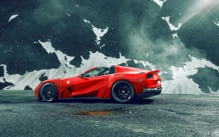 Картинка Ferrari, Феррари, Ferrari Novitec, Novitec, люкс, дорогая, машины, машина, тачки, авто, автомобиль, транспорт, спорткар, спортивный, вид сбоку, сбоку, гора, красный