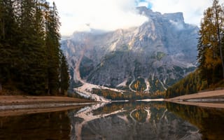 Картинка горы, гора, природа, вода, озеро, пруд, осень, отражение