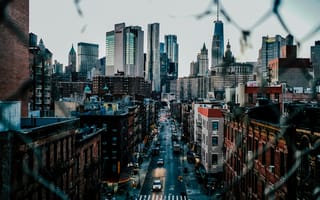 Картинка город, небоскребы, улица, пейзаж, архитектура, вечер, городской, свет, фотография, мегаполис