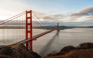 Картинка мост Золотые Ворота, Золотые Ворота, мост, Сан Франциско, Калифорния, США, мосты, вечер, сумерки