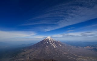 Картинка вулкан, природа, горизонт, небо, пейзаж, горы, облака