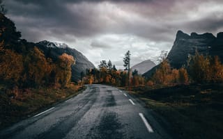 Картинка горы, гора, природа, дорога, осень