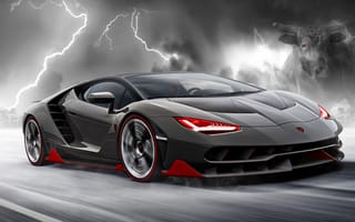 Картинка Lamborghini, Ламборджини, Ламборгини, Centenario, люкс, дорогая, машины, машина, тачки, авто, автомобиль, транспорт, спорткар, спортивный, суперкар, арт, рисунок, черный, гроза, молния