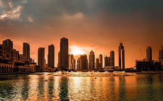 Картинка закат, Dubai, город