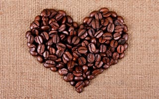 Обои сердце, кофейные зёрна, креатив