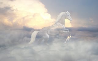 Картинка Лошадь, небо, призрак, прозрачность, облака