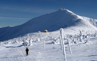 Картинка горы, человек, снег