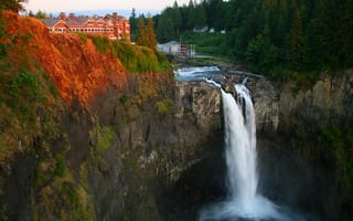 Картинка штат Вашингтон, США, водопад, Snoqualmie Falls, Сноквалми, округ Кинг