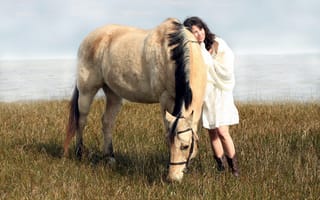 Картинка девушка, настроение, конь