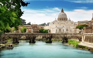 Картинка Рим, Италия, город, города, здания, здание, архитектура, купол, мост, исторический, история, старинный