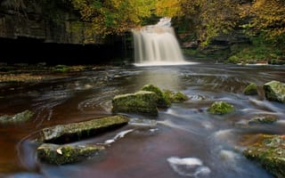 Картинка камни, река, Англия, Йоркшир-Дейлс, Cauldron Falls, England, водопад, Yorkshire Dales National Park