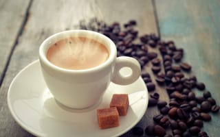 Картинка coffee, кофе, чашка, beans, cup, коричневый сахар, зерна