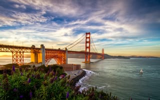 Картинка мост Золотые Ворота, Золотые Ворота, мост, Сан Франциско, Калифорния, США, мосты, облака, туча, облако, тучи, небо