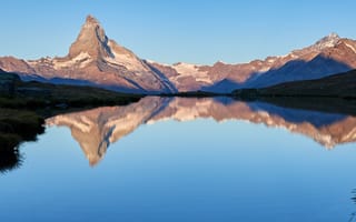 Картинка горы, гора, природа, вода, озеро, пруд, пейзаж, отражение