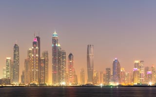 Картинка Дубай, ОАЭ, Объединенные Арабские Эмираты, город, города, здания, мегаполис, небоскреб, высокий, здание, ночной город, ночь, огни, подсветка