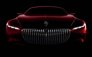 Картинка Mercedes-Maybach, Mercedes Maybach, Mercedes, Мерседес, Maybach, Майбах, машины, машина, тачки, авто, автомобиль, транспорт, вид спереди, спереди, ночь, огни, подсветка, красный, amoled, амолед, черный