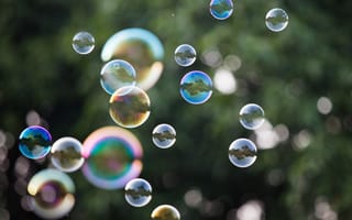 Картинка мыльные пузыри, боке, отражение