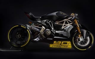 Картинка Ducati, байк, мотоцикл, вид сбоку, сбоку, amoled, амолед, черный