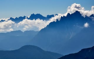 Картинка landscape, Italy, Dolomiti, sky, blue silhouettes