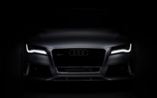 Картинка Audi, Ауди, машины, машина, тачки, авто, автомобиль, транспорт, вид спереди, спереди, бампер, фара, ночь, огни, подсветка, amoled, амолед, черный