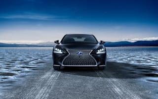 Картинка Lexus, LS, Лексус, люкс, дорогая, современная, машины, машина, тачки, авто, автомобиль, транспорт, кроссовер, вид спереди, спереди, пустыня, песок, песчаный, вечер, сумерки, ночь, темнота