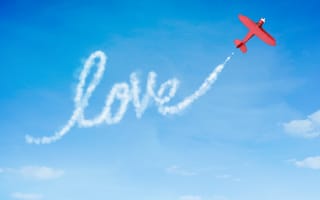 Картинка Love message, голубое, самолёт, небо, любовь, послание