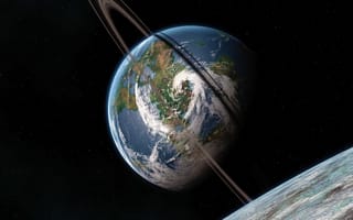Картинка Земля, земля, планета, земной шар, космос, кольцо, темный, темнота
