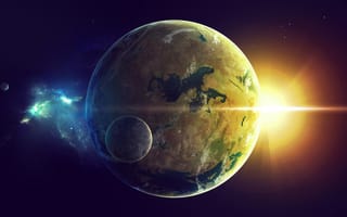 Картинка Земля, земля, планета, земной шар, космос, спутник, солнце
