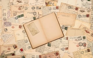 Обои vintage, марки, почта, винтаж, книга, письма