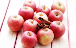 Картинка корица, яблоки, фрукты, палочки