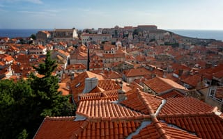 Картинка небо, панорама, Дубровник, море, крыши, дома, Хорватия, Далмация