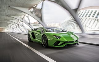 Картинка Lamborghini Aventador, Lamborghini, Aventador, Ламборджини, Ламборгини, люкс, дорогая, спорткар, машины, машина, тачки, авто, автомобиль, транспорт, скорость, быстрый, дорога, город, здания, зеленый