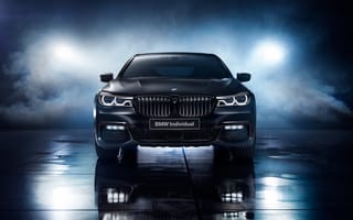 Картинка BMW, бмв, машины, машина, тачки, авто, автомобиль, транспорт, вид спереди, спереди, черный, ночь, огни, подсветка, темнота, темный