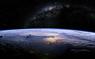 Картинка Земля, земля, планета, земной шар, космос, ночь, темнота, темный, астрофотография, звезда, звезды, Млечный Путь