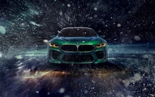 Картинка BMW, бмв, машины, машина, тачки, авто, автомобиль, транспорт, вид спереди, спереди, ночь, темнота, темный, зима, снег