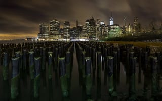 Картинка Apocalyptic Manhattan, night, skyline, lights