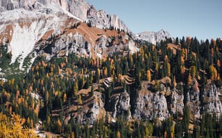 Картинка горы, гора, природа, скала, лес, деревья, дерево, осень